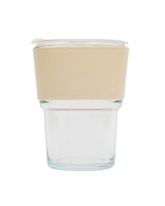 Kubek szklany Vigo 350 ml, beżowy/transparentny