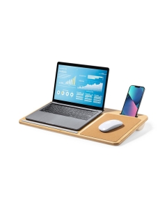 Bambusowy organizer na biurko, stojak na laptopa, stojak na telefon, korkowa podkładka pod mysz