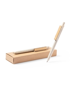 Zestaw piśmienny ze słomy pszenicznej, długopis i ołówek mechaniczny
